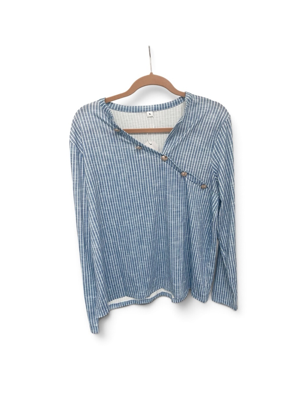 Striped Blue Button-Accent Blouse🆕